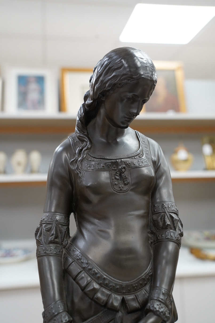 A bronze finished figure of a maiden, 56cm. Condition - good